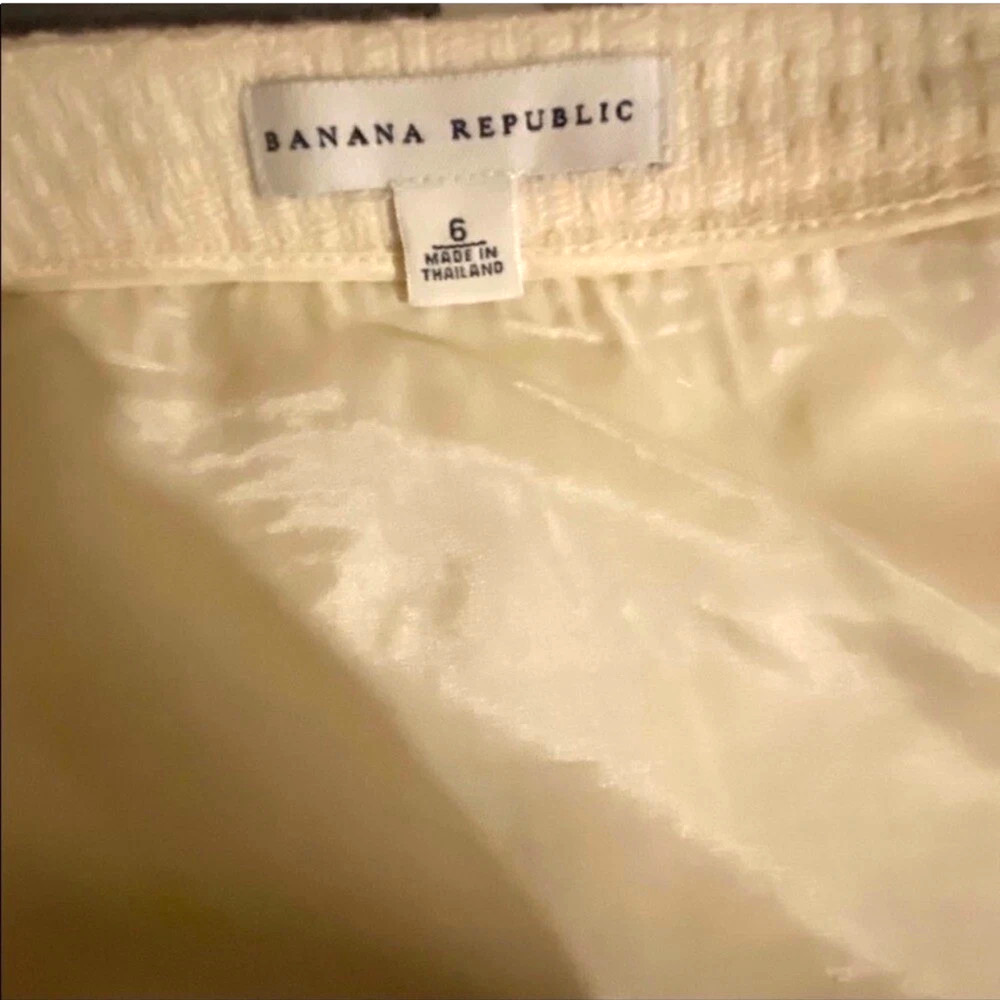 Banana Republic Ivory Cream Textured Gauze Underlay Pencil Straight Knee Wool 6 - Picture 6 of 7